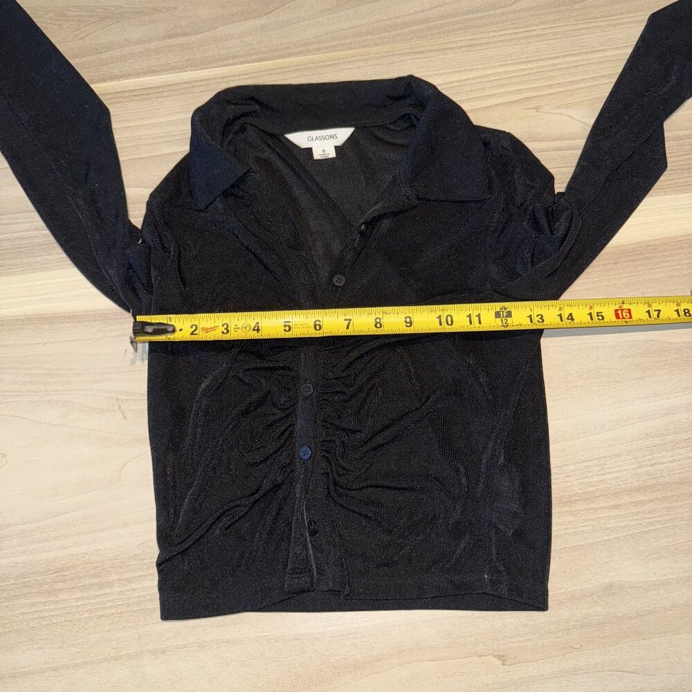 Glassons Black Button Front Collared Long Sleeve … - image 3